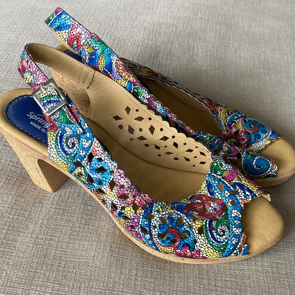 Spring Step Multicolor Open-Toe Slingback Heels, … - image 4